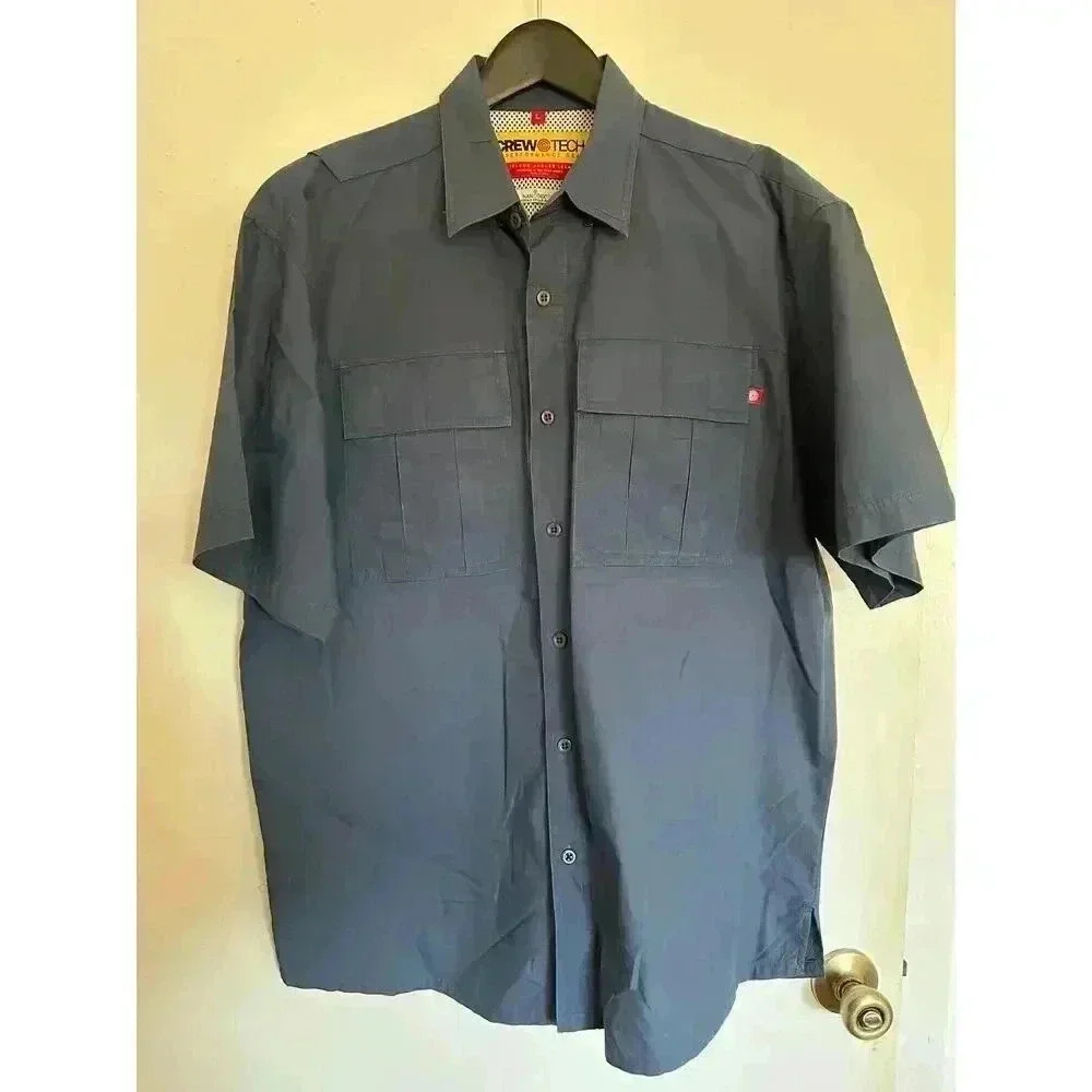 Crew Tech Superformance Gear The Island Angler Fishing Shirt Blue Men's Size L